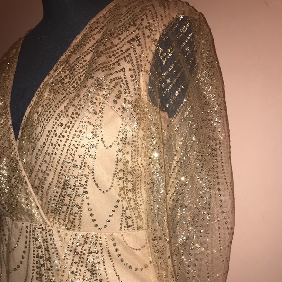 Dresses Stunning Gold Glitter Wrap Dress Poshmark